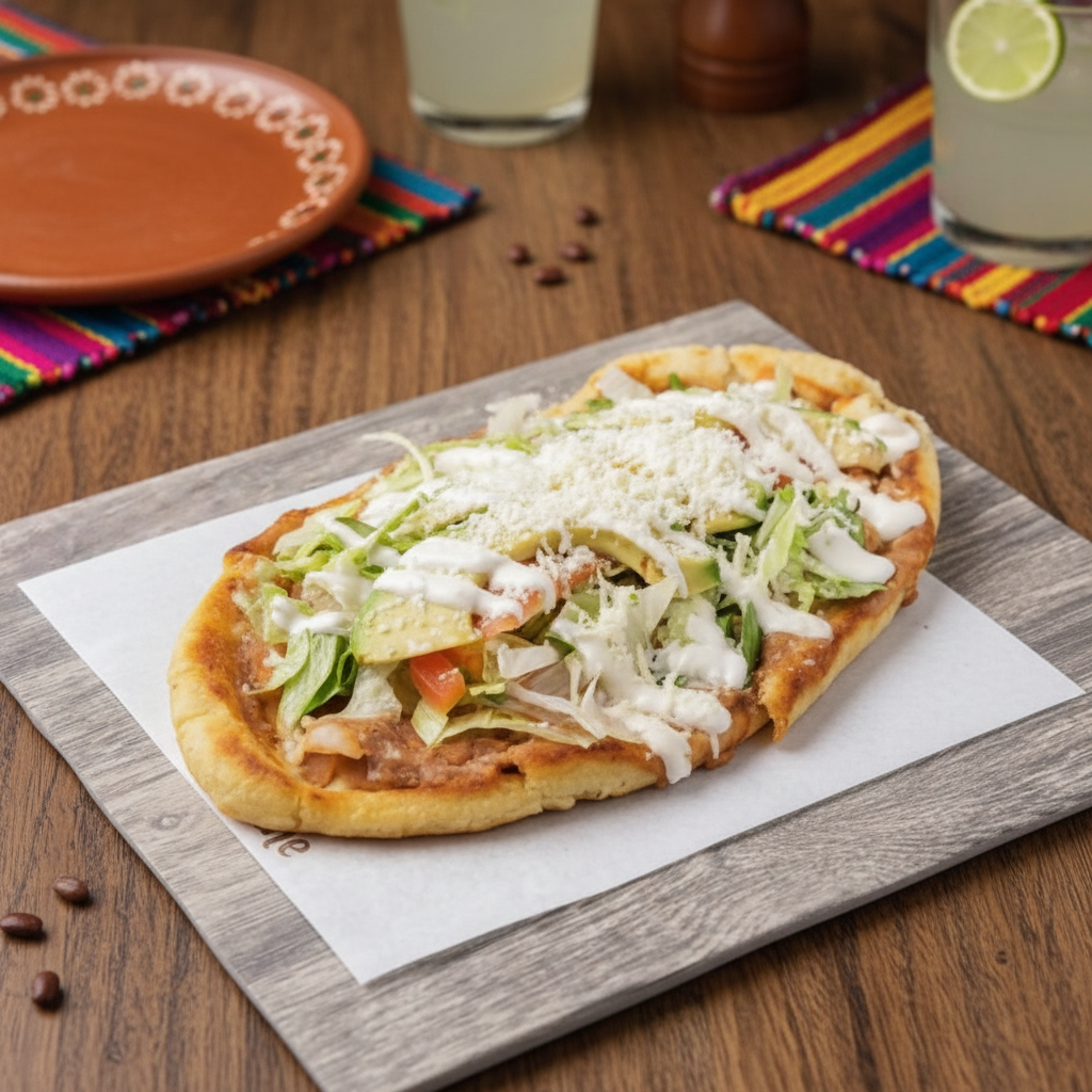 HUARACHE (Con lechuga, frijoles, queso, tomate y aguacate)